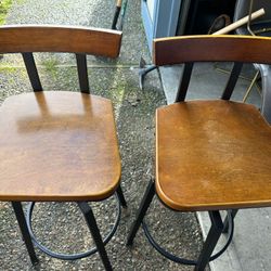 Brown Wooden Swivel Stools