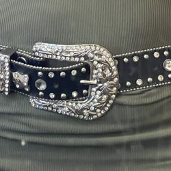 Genuine Leather Rhinestone Western Belt