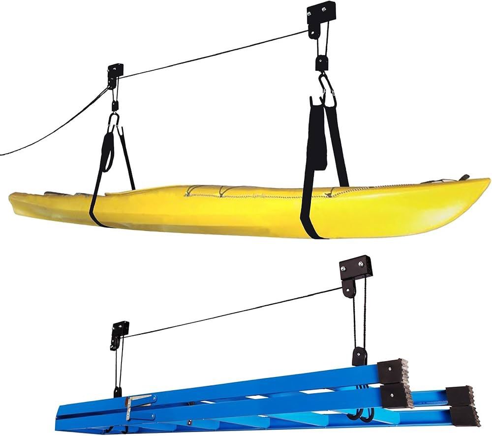 Kayak Hoist 2-Pack - Garage Storage Canoe Kayak Ladder Lift with 125 lb CapacitY