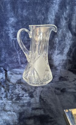 Vintage Heavy Cut Crystal Pitcher, 9.5 inches