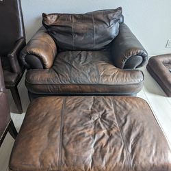 Leather Chair & Ottoman - Thomasville