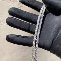 NEW VVS MOISSAINTE 4MM 925 SILVER 8 INCH TENNIS BRACELETS (14K White Gold Plated) Non Tarnish 