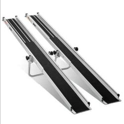Portable Folding Aluminum Alloy Wheelchair Ramp  Adjustable Length from 54 in. to 96 in. Rampa
