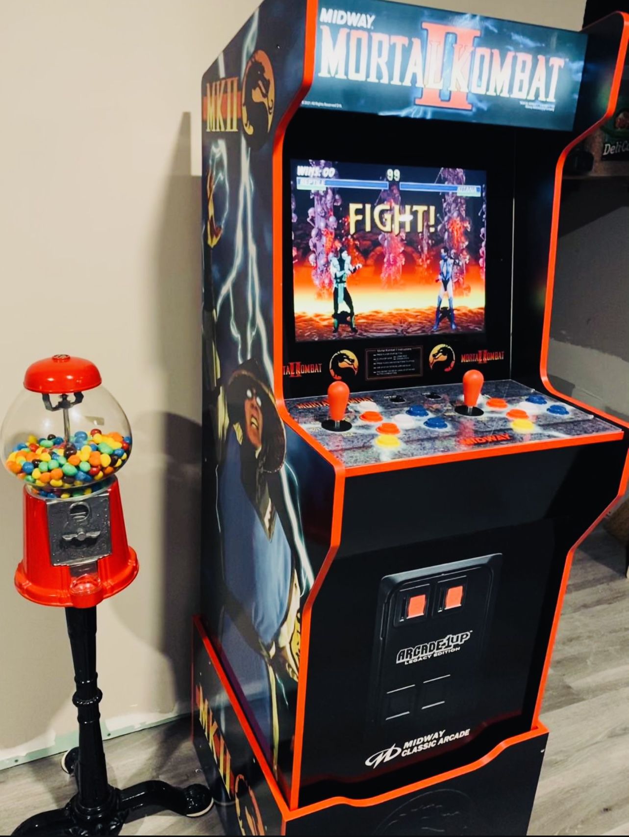 Arcade1Up - Mortal Kombat Legacy Edition Arcade w/ custom Riser & (BONUS Matching Stool)