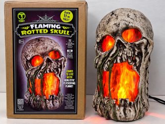 Tekky Flaming Rotted Skull Halloween Decoration