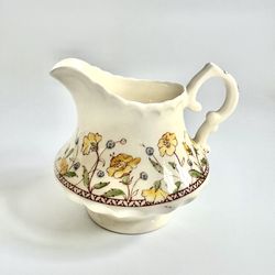 Vernon Kilns Hibiscus Creamer Hand Painted Vintage Floral Ceramic