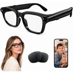AI Smart Glasses with 8MP Camera, 4K Video, Photo Capture, Real-Time Translation, Recording, AI Assistant, Open-Ear Audio, Bluetooth, Object Recogniti