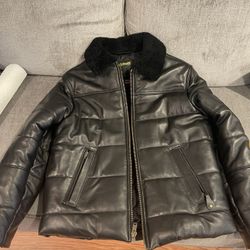 Supreme Schott Shearling Collar Leather Puffy Jacket
