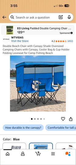 WTVIDAS Double Beach Chair with Canopy Shade