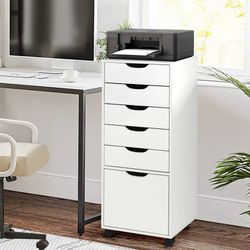 New White 5-Drawer with Bottom Cabinet Storage, Mobile Chest of Drawers for Home or office
