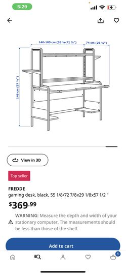 FREDDE Desk, black, 72 7/8x29 1/8x57 1/2 - IKEA