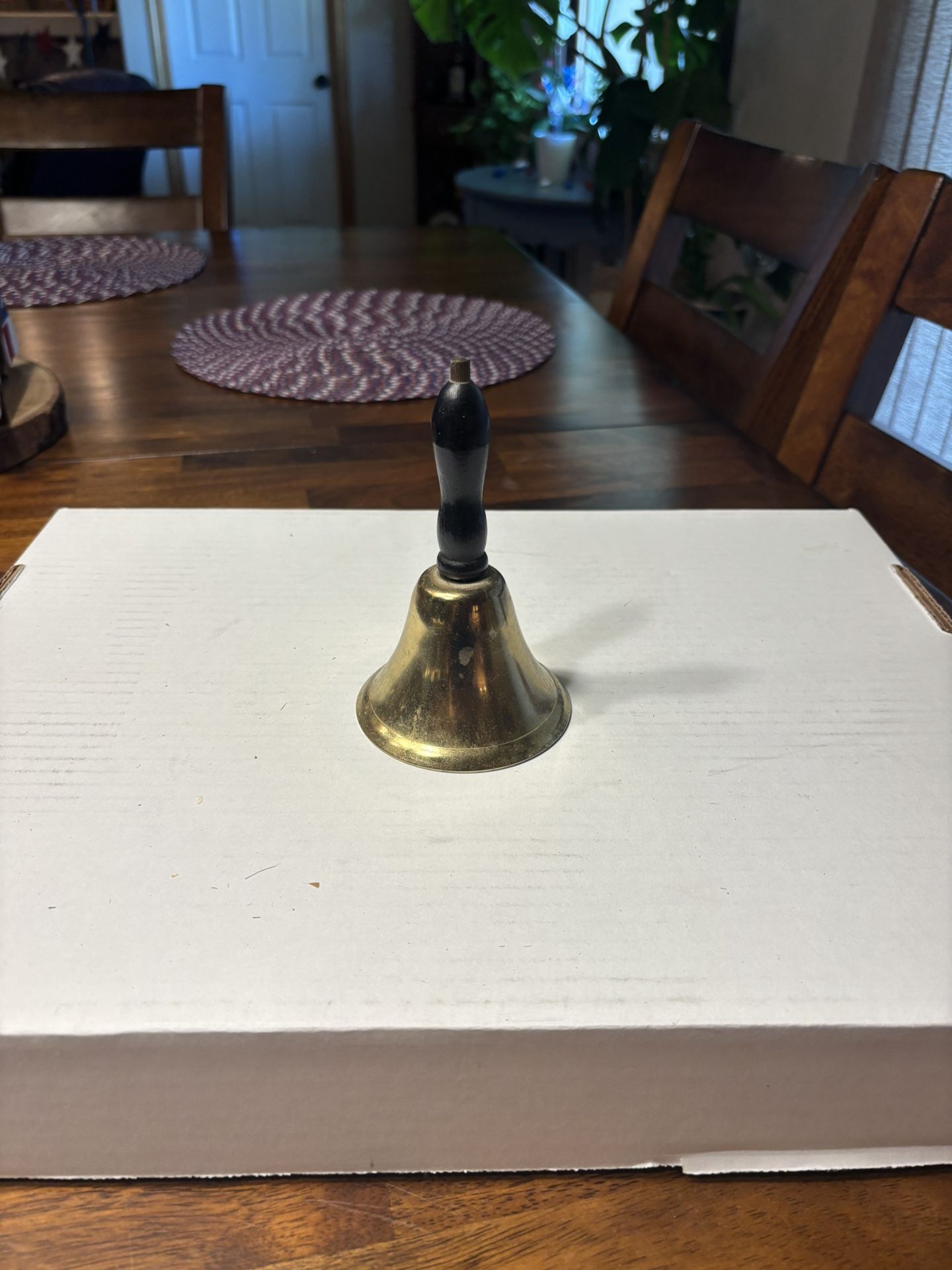 Vintage School Bell with Wooden Handle 