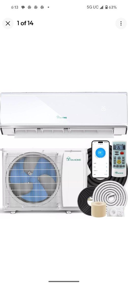 18000 BTU Mini Split Air Conditioner Heat Pump System 208-230V Ductless AC Cool.   Local Pick Up Only.