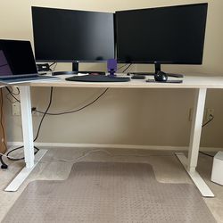 IKEA Trotten Sit/Stand desk 63|31.5 + chair + chair mat