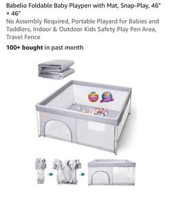 Babelio Foldable Baby Playpen with Mat 46x46