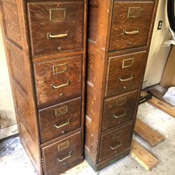 REDUCED!!  Antique Wood File Cabinets 