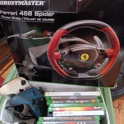 Xbox One Ferrari steering wheel.with Games 