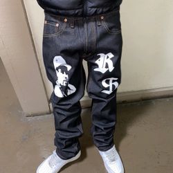 EL CHAPO Classic Straight Leg Style Jeans- Black 