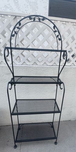 Black Metal Bakers Rack / Plant Stand with 4 Shelves - 25x12x68