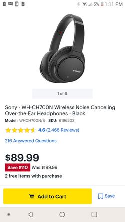Sony wireless headphones $70