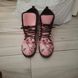Pink Flowered Boots 