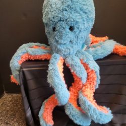 2020 Manhattan Toy Soft Plush Octopus Blue Orange Coral Tentacles 16" Tall