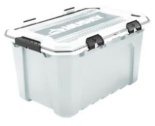 20-Gal. Professional Heavy Duty Waterproof Stackable Plastic Storage Container with Hinged Lid in White