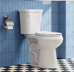 HOROW Fathers Day Gifts 19 inch Toilets White Round Tall height 12-in Rough-In WaterSense 1.28 GPF Soft C...