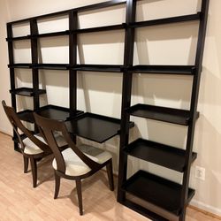 Sold Wood Wall Shelf And Chairs In Excellent Condition