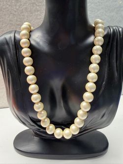 Vintage Faux Pearl Necklace with Rhinestone Clasp - Storage Location C-11