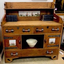 Antique European Sideboard Arts & Crafts Mission Furniture 