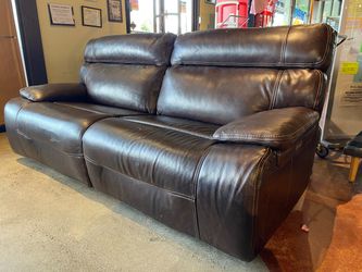 Deep Brown Plush Leather Power Recliner