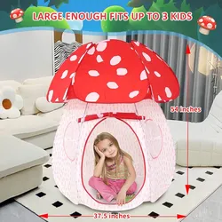 Kids pop up mushroom play tent playhouse indoor outdoor 54" tall
