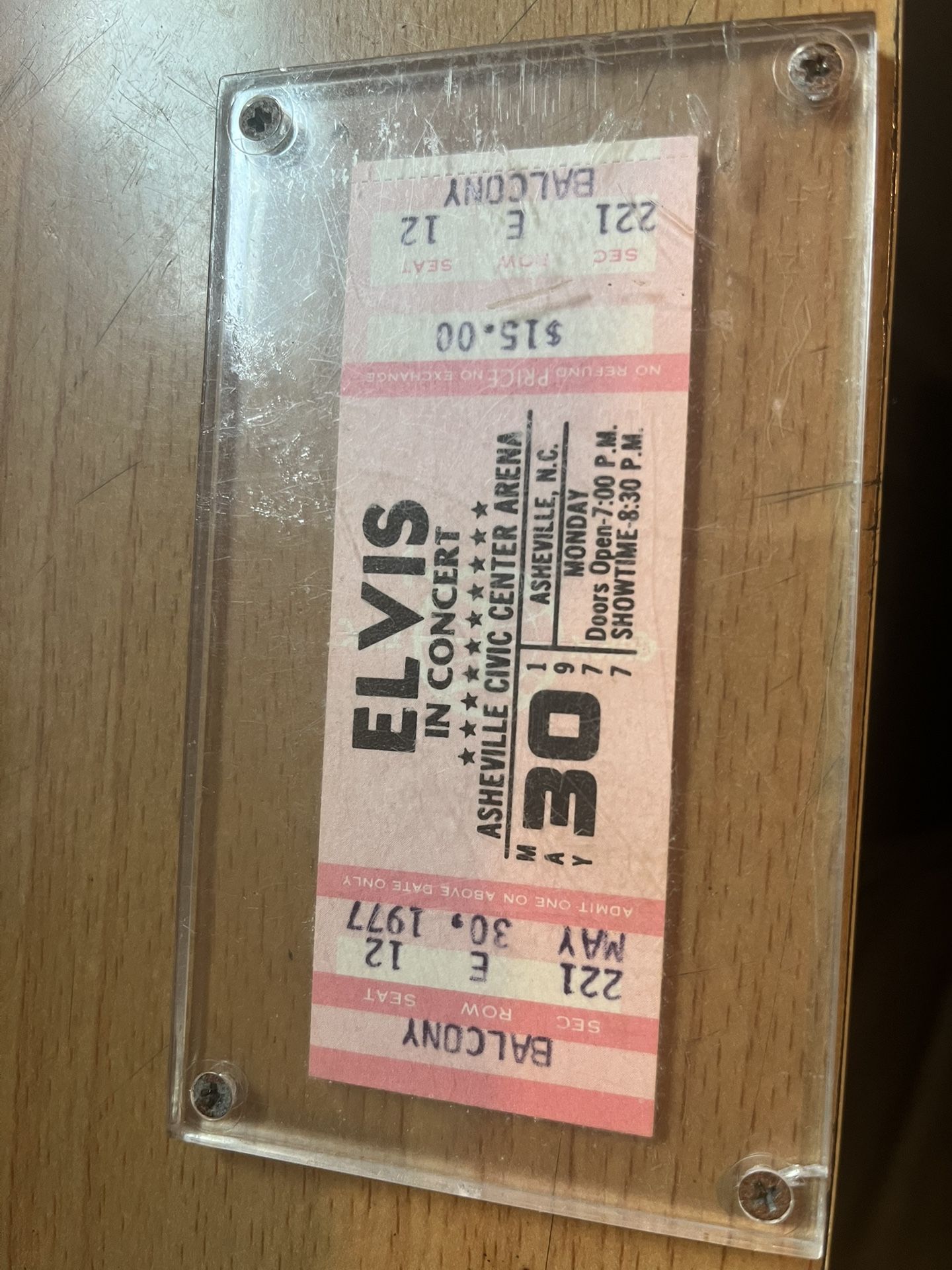Elvis Presley concert ticket from 1977