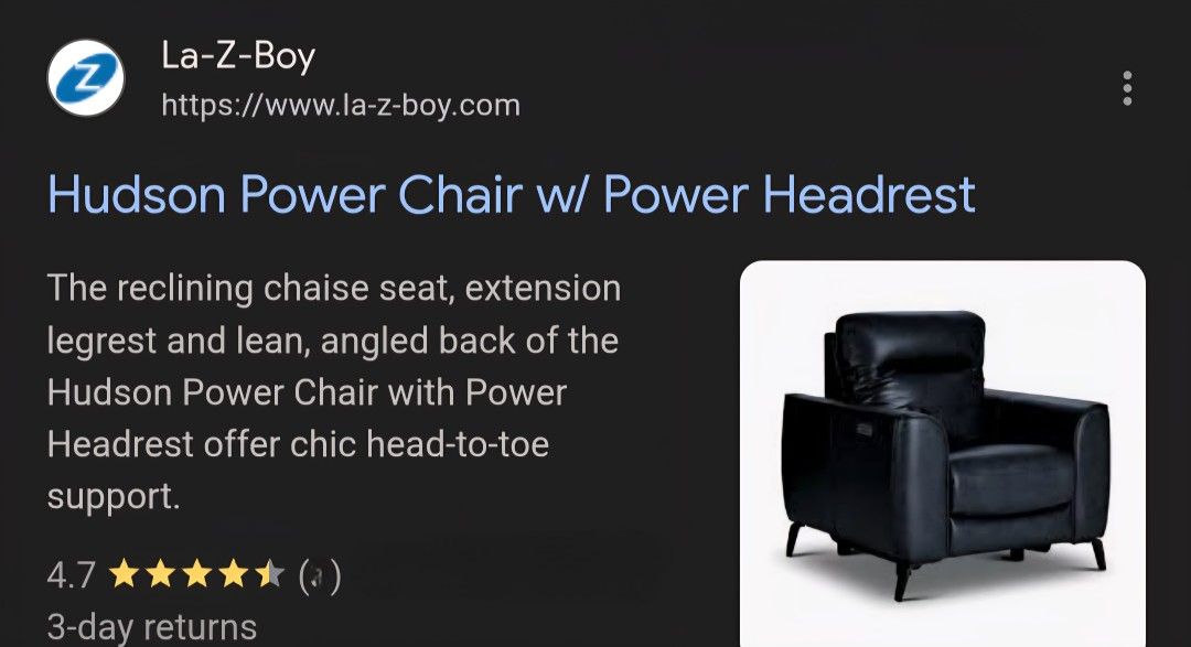 La-z-Boy Top Grain Leather Power Recliner (2) $950 Each