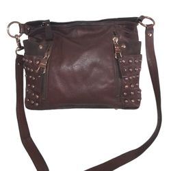 B MAKOWSKY PURSE SATCHEL burgundy LEATHER SHOULDER HAND BAG studs  

* Price Is Firm*