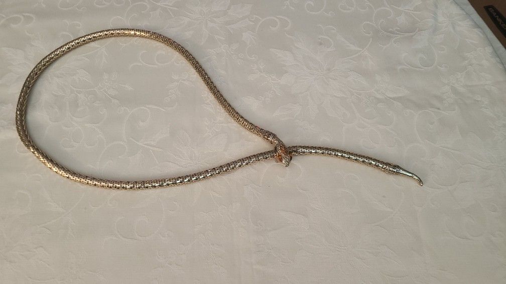 WHITING & DAVIS NECKLACE/BELT SNAKE SIGNED RARE - 42 INCH LONG - 1960-70
