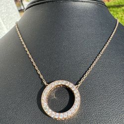 .925 sterling silver Pandora Timeless Sparkling Cubic Zirconia Logo Pavé Circle Collier Necklace rose gold plated 21.00” 1.40mm