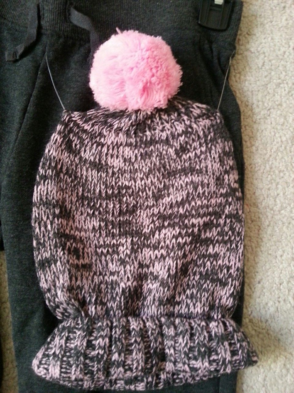 Black and pink winter hat