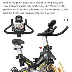 NEW pooboo Magnetic Resistance Indoor Stationary Bike Belt Drive 300lb Upgraded Cushioned Seat !OBO!