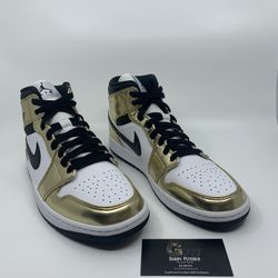 Jordan 1 Mid Metallic Gold Size 10 DS