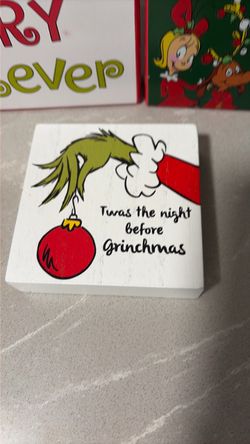 Grinch Christmas Wood Sign Block