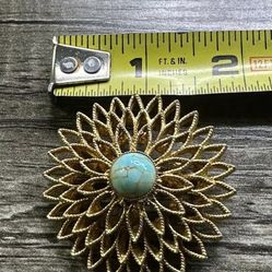 Vintage Mid-century MCM Atomic Age Starburst Stone Pin