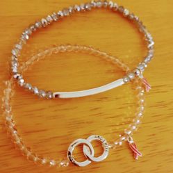 Brand New Ladies Ribbon Charm Stretch Bracelet 