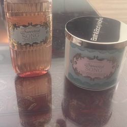 Bath and body sweetest song body wash/lotion and candle