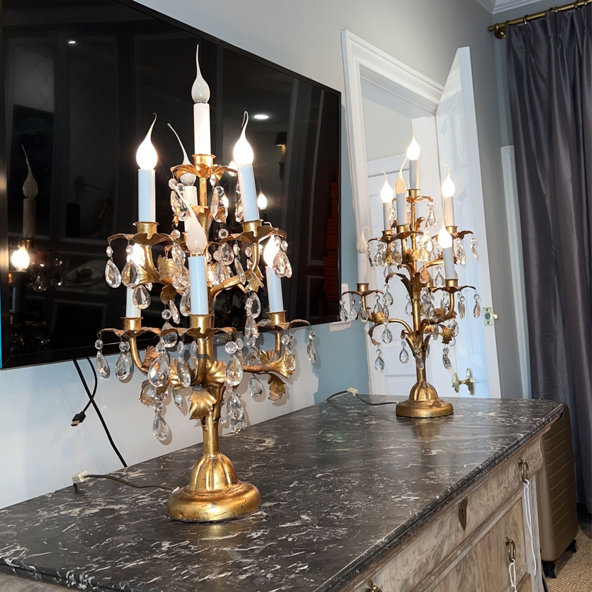 Antique Gold Gilded Candelabras 