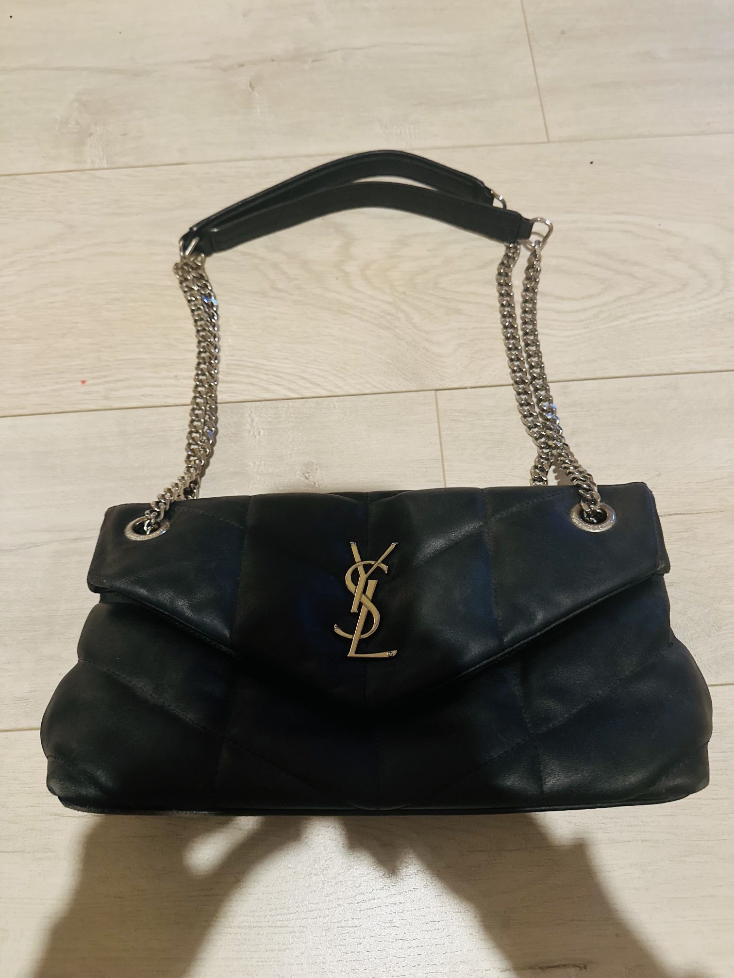 Black 100% Leather Pouch YSL 