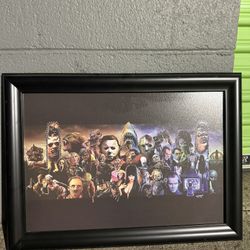 Framed horror villain collage print