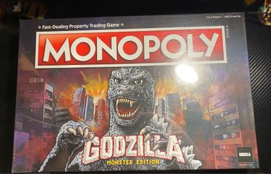 brand new, factory-sealed copy of the Monopoly: Godzilla Monster Edition board game.