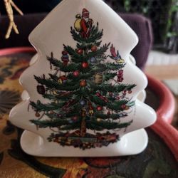 Vintage Spode Ceramic Christmas Tree Napkin Holder.